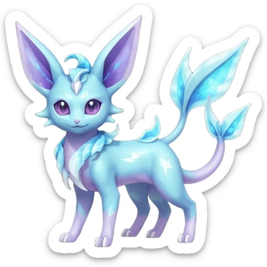 Shiny Nebulae Espeon-Lumineon-Vaporeon-Amaura-Glaceon-Dragonair-Fakémon-hybrid-creature (full body)  sticker