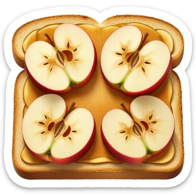 toast with apple slices on top, apples cut into thin wedges sticker