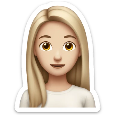 straight haired pale girl with brown hair sticker