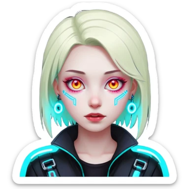 girl neon cyberpunk sticker