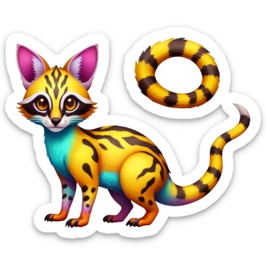  Exotic randomly colored colorful cute neon-colored brightly colored Fakémon-Fionbri-Vernid-Genet-creature with markings (full body) sticker