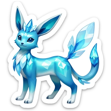 Shiny Exotic Colorful Glaceon-Amaura-Aurorus-Fakémon-hybrid-creature (full body)  sticker