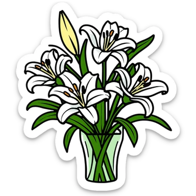 beautiful arrangement of white lily flowers in a bouquet sticker
