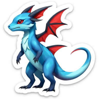 Shiny Sparkly Red Colorful Dark Shiny Exotic Salandit-Aurorus-Glaceon-Fakémon-hybrid-creature (full body)  sticker