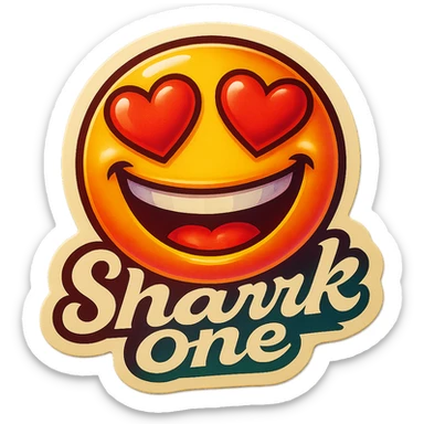 grin
heart shaped eye
add the words “ Shark One " in White sticker