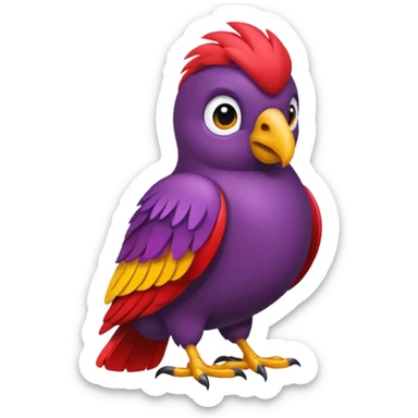 emoji de papagayo morado, rojo y amarillo (sin otros colores) sticker