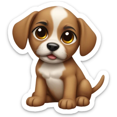 baby puppy with brown eye patch sticker