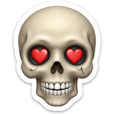 If it's not too much trouble, draw a skull with a smile, and have hearts in its eye sockets. The picture should be drawn in pencil, and the background should be transparent. sticker