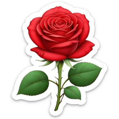 Rosa de color rojo y pequeña sin hojas  sticker