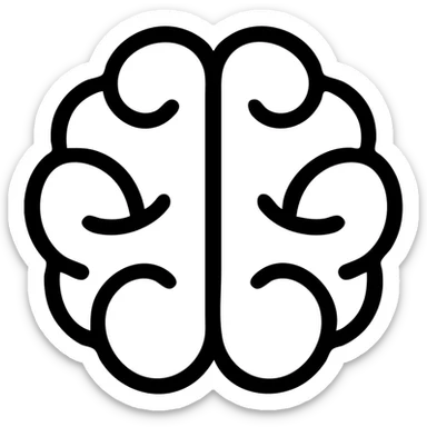 stylized brain icon, minimal, outlined sticker
