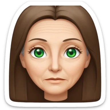 Pretty older woman with green eyes and long straight Ash-brown hair and square face  sticker