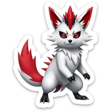 Epic Shiny Cool Edgy Punk Zangoose-Zorua-Pokemon-fakemon-hybrid-animal Full Body  sticker