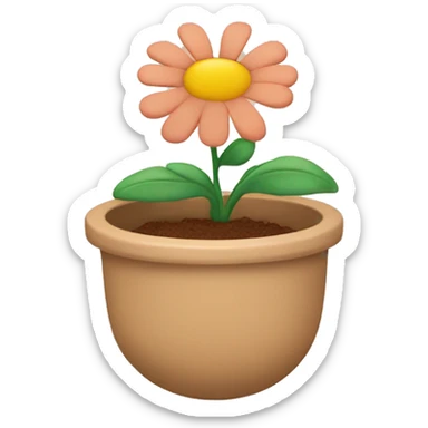 there is a pot in pastel brown colors and there is an indoor flower in it sticker