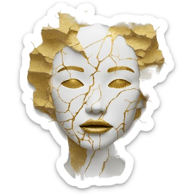 Person face portrait made entirely of kintsugi sticker