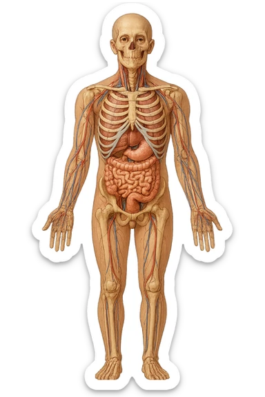 corpo umano anatomico con schiena piatta sticker