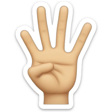 The hand is raised, with index finger and middle finger extended upwards; the last two digits are curled downwards against the palm. The thumb is shown slightly curled or raised. sticker