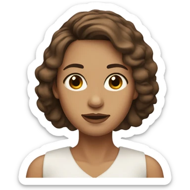 A woman with chin length brown hair with brown eyes sticker