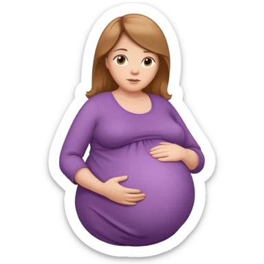 very heavily pregnant overdue woman with unnaturally very large belly sticker