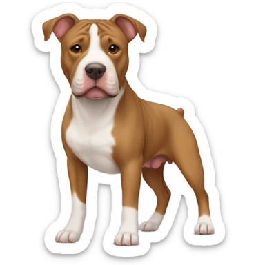 mix of pit bull and sharpei with brown and white fur sticker