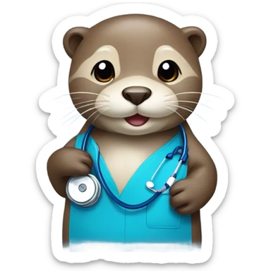 Otter in nursing scrubs sticker