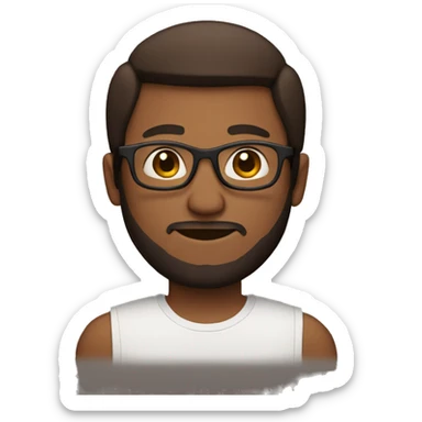  guy with straight hair and beard. Brown skin tone and glasses  sticker
