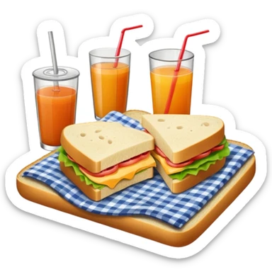 picnic with sandwiche and juice sticker