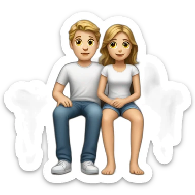 White boy and girl with Beale Sit on couch sticker