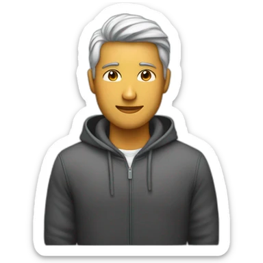 Un hombre emprendedor que sea joven y atractivo que sea blanco y vista una sudadera oscura sticker