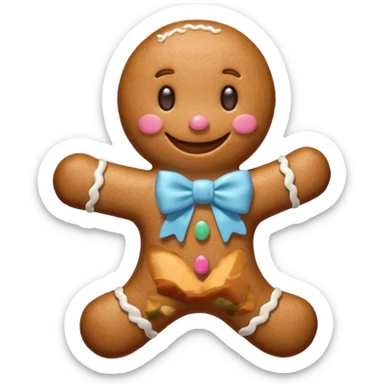 Gingerbread man with light blue bow sticker