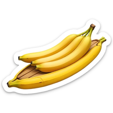 Banana floating on raft with orange sticker