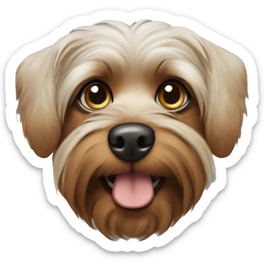 black and brown yorkshire, with white eyes, blind eyes, completely white sticker