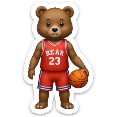 Bear with full body and wearing basketball Jersey sticker