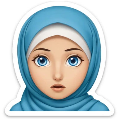 Turkish beautiful finish Konya girl blue eyes with hijab and islamic dress she’s in shock  sticker