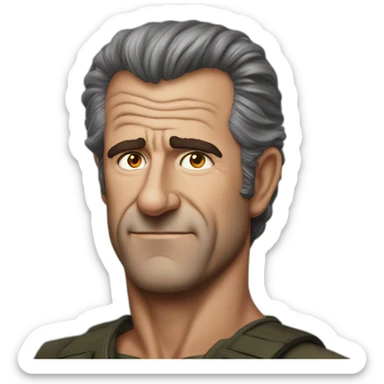 Mel Gibson portrait without smile sticker