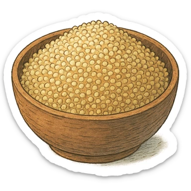 ghibli style hand-drawn bowl of quinoa grains sticker