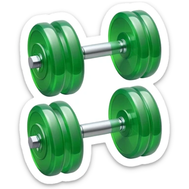 A simple emoji-style icon of a transparent green plastic gym dumbell logo, folder envelope, slightly open, with clean edges, soft shine, and subtle shading, conveying fitness organization and active lifestyle. sticker