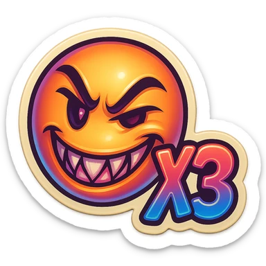 grin EVIL LOOk , Make it say "X3"" sticker