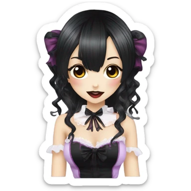 Vampire hime gyaru girl black hair sticker