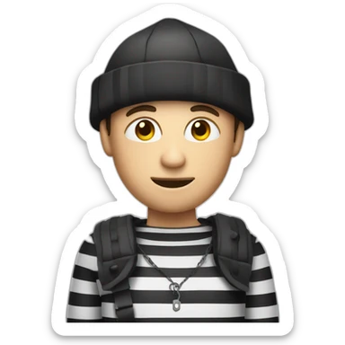 A Thief with a money bag and a black and white striped outfit sticker