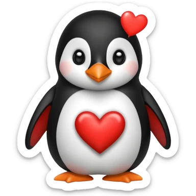Cute penguin with alots of heart sticker
