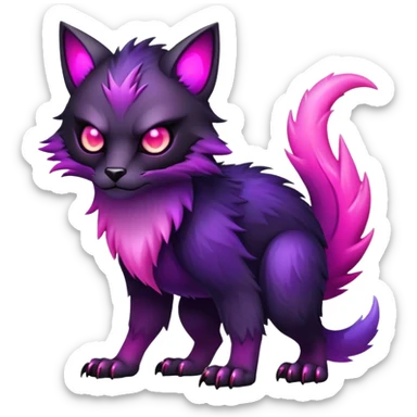 Cool Edgy Black-pink-purple-gradient badass animal-creature full bodyd sticker