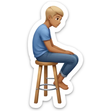 a person sitting on stool moving full backward head. sticker