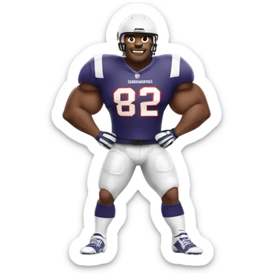 Football player with big muscles wearing a buccanee jersey 42 with the nu sticker