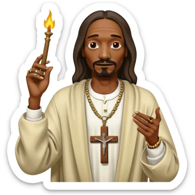 Snoop dogg Jesus style artwork with blunt in both hands sticker