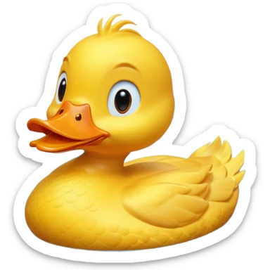 A 3D cartoon duck floating on a calm pond, soft ripples, rounded features, vibrant colors, cute and happy face, Memoji-style lighting. sticker