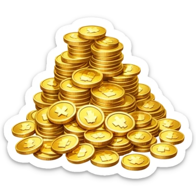 pile of gold coins and jewels symbolizing excess sticker