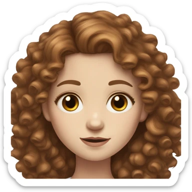 Curly chestnuts brown hair girl with pale skin not very pale and hazel eyes and long lashes  sticker