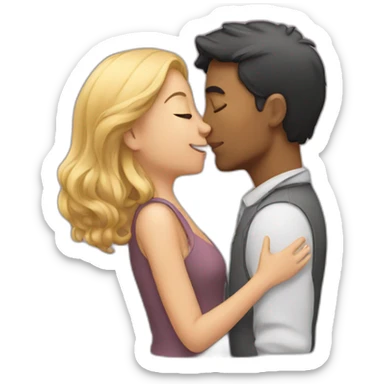 a man kiss a girl sticker