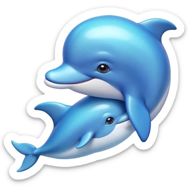 Cinematic Huggable Dolphin Portrait Emoji, Embracing a cuddly, rounded form with a soft, inviting silhouette and a gentle, warm smile, featuring smooth, glossy skin and large, endearing eyes that sparkle with affection, Simplified yet irresistibly adorable features, highly detailed, glowing with a tender, pastel aquatic glow, high shine, comforting and delightful, stylized with an air of plush marine lovability, soft glowing outline, capturing the essence of a super cute dolphin that seems as if it could be hugged into your heart! sticker