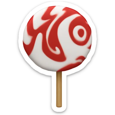 Red and White Swirled Lollipop on Stick
 3d
 sticker